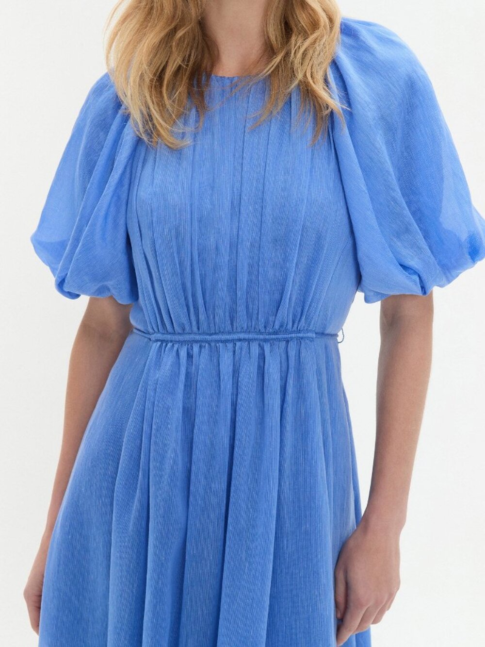 Aje Blue Puff-Sleeve Maxi Dress